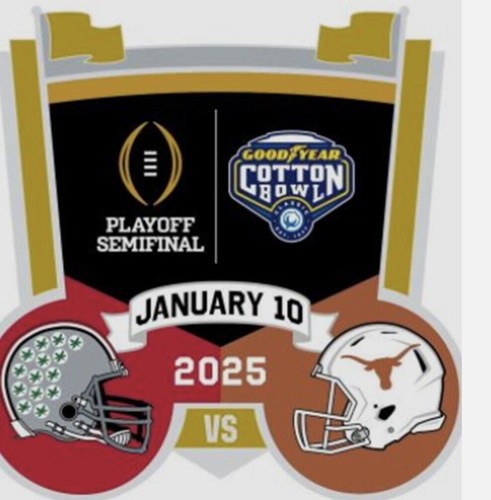 2025 Cotton Bowl Texas Longhorns Ohio State Buckeyes CFP College Playoff Pin