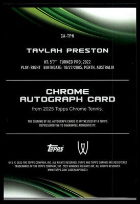 2025 Topps Chrome #CA-TPN Taylah Preston Chrome Autographs Geometric Refractor