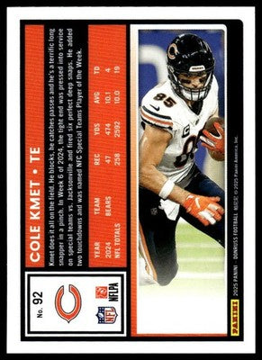 2025 Donruss #92 Cole Kmet