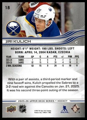 2025-26 Upper Deck #18 Jiri Kulich