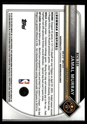 2025-26 Bowman #BCV-101 Jamal Murray Chrome