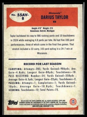2025 Bowman University Chrome #55AV-8 Darius Taylor 1955 Bowman Football