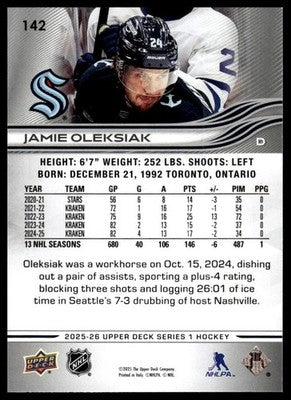 2025-26 Upper Deck #142 Jamie Oleksiak