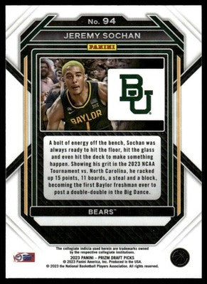 2023 Panini Prizm Draft Picks #94 Jeremy Sochan