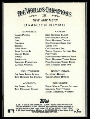 2025 Topps Allen & Ginter #238 Brandon Nimmo Silver Portrait
