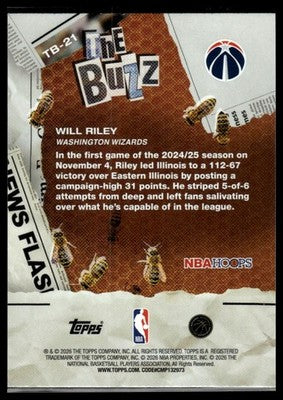 2025-26 Hoops #TB-21 Will Riley The Buzz Hoops