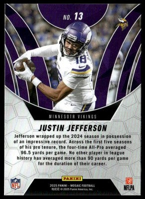 2025 Panini Mosaic #13 Justin Jefferson Elevate Mosaic