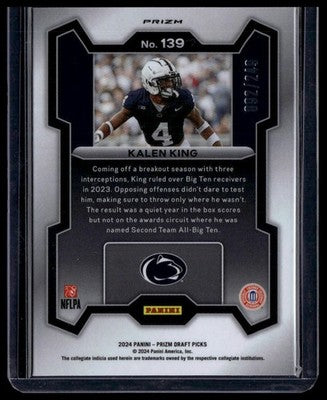 2024 Panini Prizm Draft Picks #139 Kalen King Red Ice
