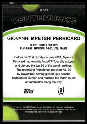 2025 Topps Chrome #YQE-19 Giovanni Mpetshi Perricard Youthquake