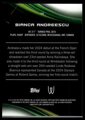 2025 Topps Chrome #185 Bianca Andreescu Gold Geometric Refractor #/50
