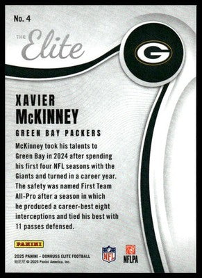 2025 Donruss Elite #4 Xavier McKinney The Elite Green