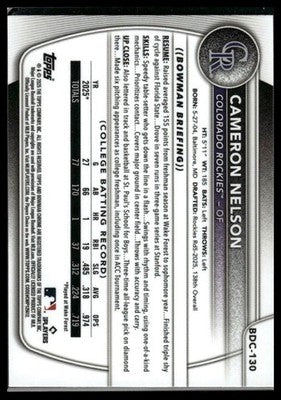 2025 Bowman Draft #BDC-130 Cameron Nelson Chrome