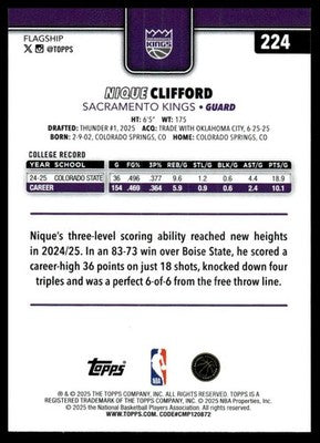 2025-26 Topps #224 Nique Clifford