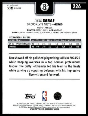 2025-26 Topps #226 Ben Saraf