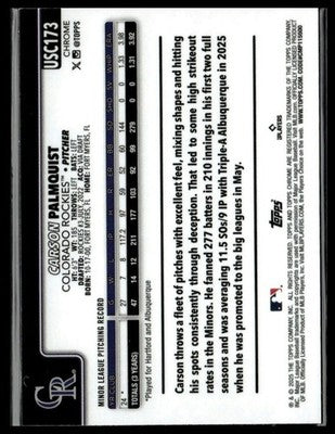2025 Topps Chrome Update #USC173 Carson Palmquist