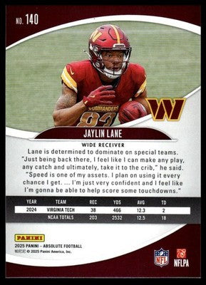 2025 Panini Absolute #140 Jaylin Lane Red