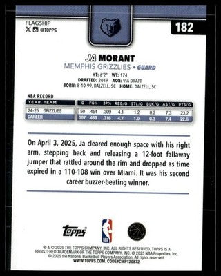 2025-26 Topps #182 Ja Morant Crackleboard