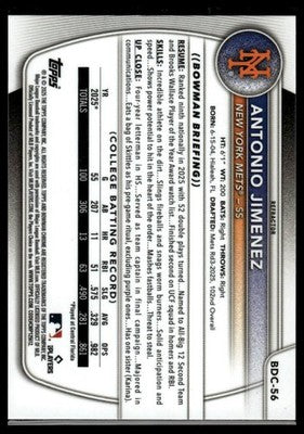 2025 Bowman Draft #BDC-56 Antonio Jimenez Chrome Refractor