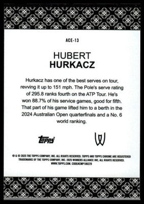2025 Topps Chrome #ACE-13 Hubert Hurkacz Aces