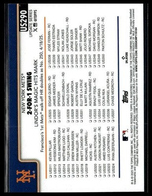 2025 Topps Update #US290 2-For-1 Swing (Francisco Lindor) Foil