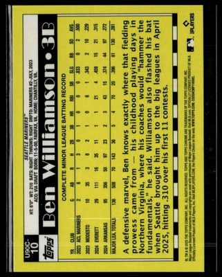 2025 Topps Update #U90C-10 Ben Williamson 1990 Topps Baseball Chrome