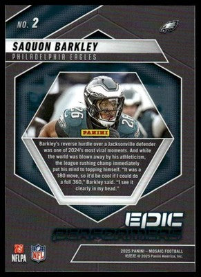 2025 Panini Mosaic #2 Saquon Barkley Epic Performers