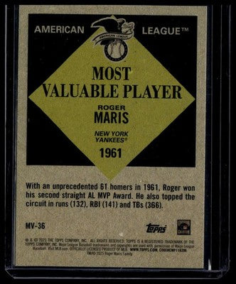 2025 Topps Update #MV-36 Roger Maris Most Valuable