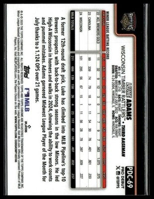 2025 Topps Pro Debut #PDC-69 Luke Adams Chrome
