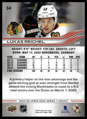 2025-26 Upper Deck #34 Lukas Reichel