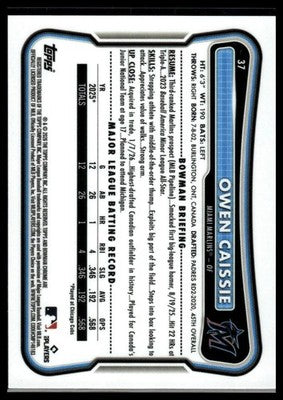 2026 Bowman Chrome #37 Owen Caissie Mega Box Mojo Base Chrome Cards