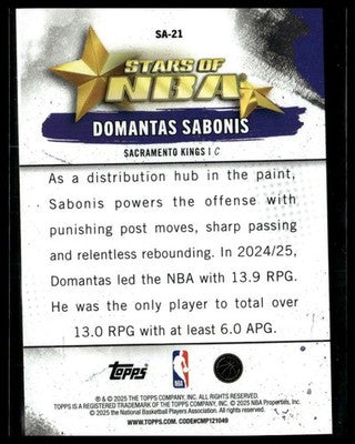 2025-26 Topps #SA-21 Domantas Sabonis Stars of the NBA