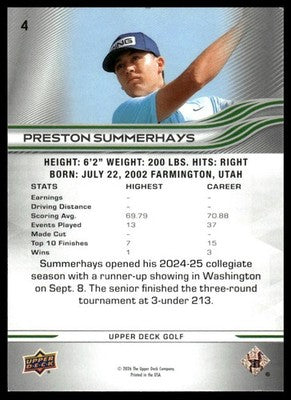 2026 Upper Deck #4 Preston Summerhays