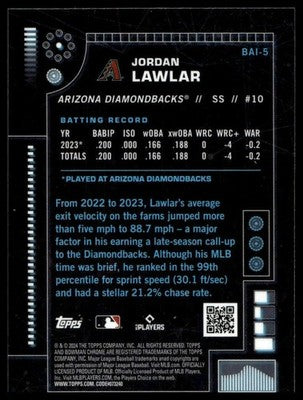 2024 Bowman #BAI-5 Jordan Lawlar Bowman A.I.