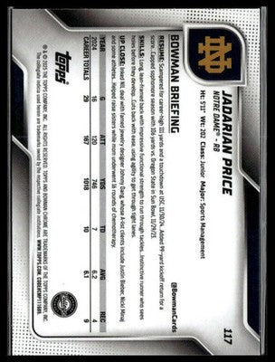2025 Bowman University Chrome #117 Jadarian Price