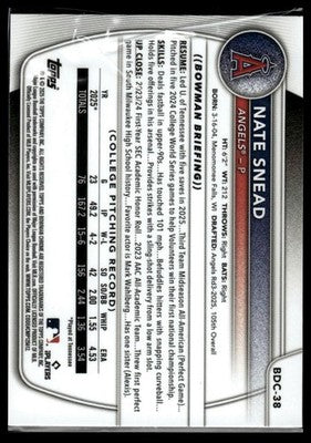 2025 Bowman Draft #BDC-38 Nate Snead Chrome