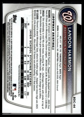 2025 Bowman Draft #BDC-44 Landon Harmon Chrome