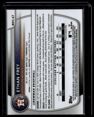 2025 Bowman Draft #BDC-67 Ethan Frey Chrome