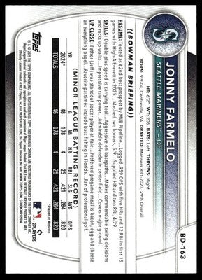 2025 Bowman Draft #BD-163 Jonny Farmelo