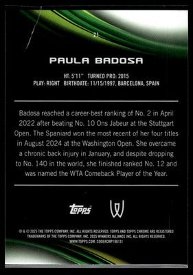 2025 Topps Chrome #21 Paula Badosa