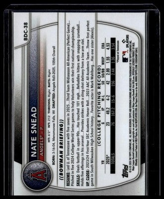 2025 Bowman Draft #BDC-38 Nate Snead Chrome