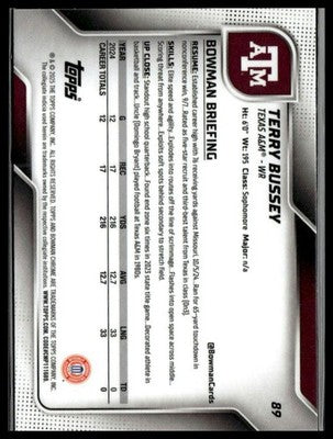 2025 Bowman University Chrome #89 Terry Bussey