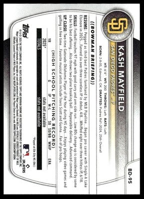 2025 Bowman Draft #BD-95 Kash Mayfield