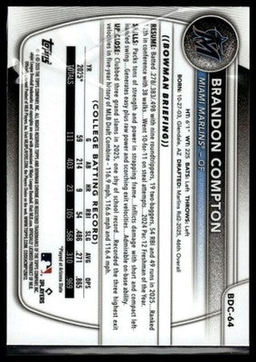 2025 Bowman Draft #BD-64 Brandon Compton