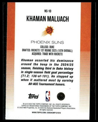 2025-26 Topps #NS-10 Khaman Maluach New School