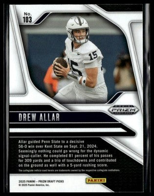 2025 Panini Prizm Draft Picks #103 Drew Allar Prizms Silver