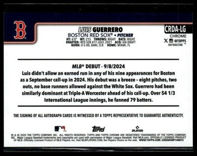 2025 Topps Chrome Update #CRDA-LG Luis Guerrero Rookie Auto Refractor #/499
