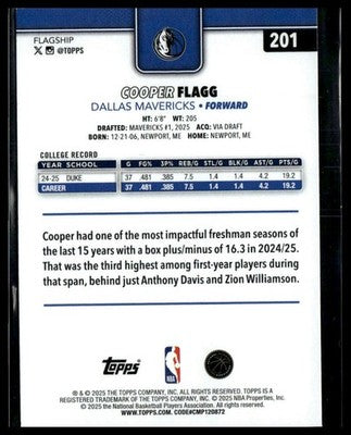 2025-26 Topps #201 Cooper Flagg