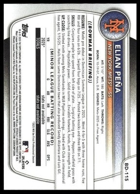 2025 Bowman Draft #BD-115 Elian Peña