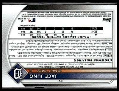2025 Bowman #59 Jace Jung Chrome Mojo Refractor