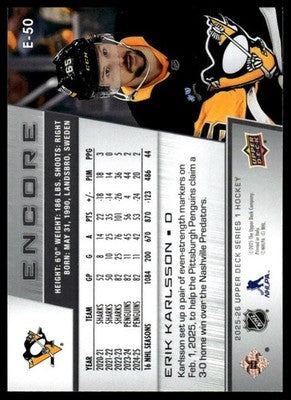 2025-26 Upper Deck #E-50 Erik Karlsson Encore
